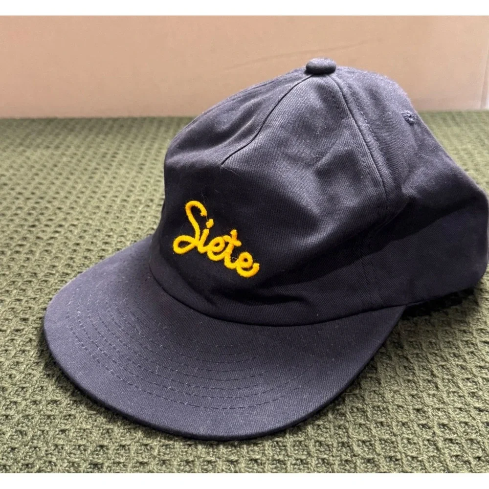 Siete Foods Weld Mfg Navy Blue Cotton Embroidered Strapback Hat Baseball Cap